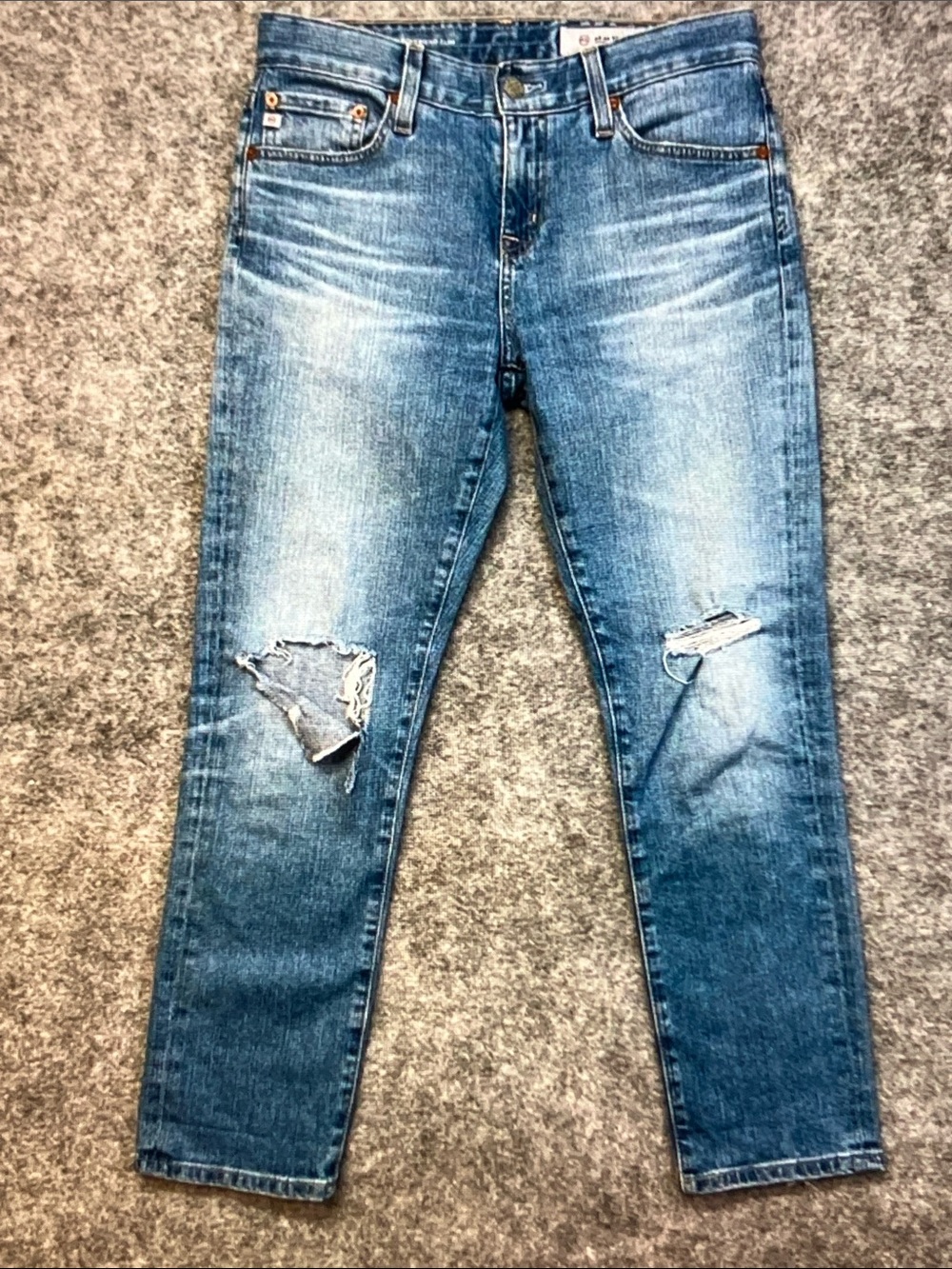 AG Adriano Goldschmied Women's Skinny Distressed Blue Jeans